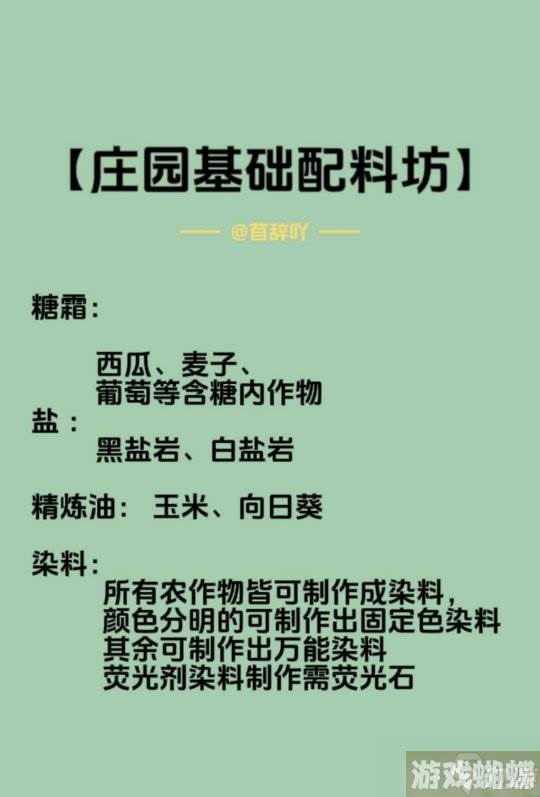 天谕手游庄园养殖产出以及各类再加工配料表